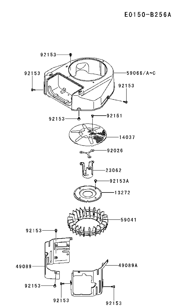 Cooling System Diagram and Parts List for FS481V-AS55 2017-09 Husqvarna Engine