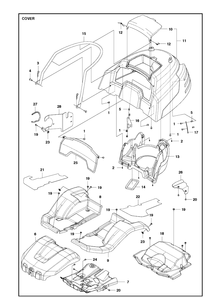 Cover Diagram and Parts List for P524EFI (967848101)(2018-07) Husqvarna Lawn Mower