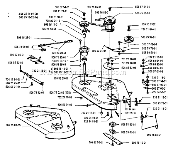 Page C Diagram and Parts List for RIDER97012S 1993-05 Husqvarna Lawn Tractor