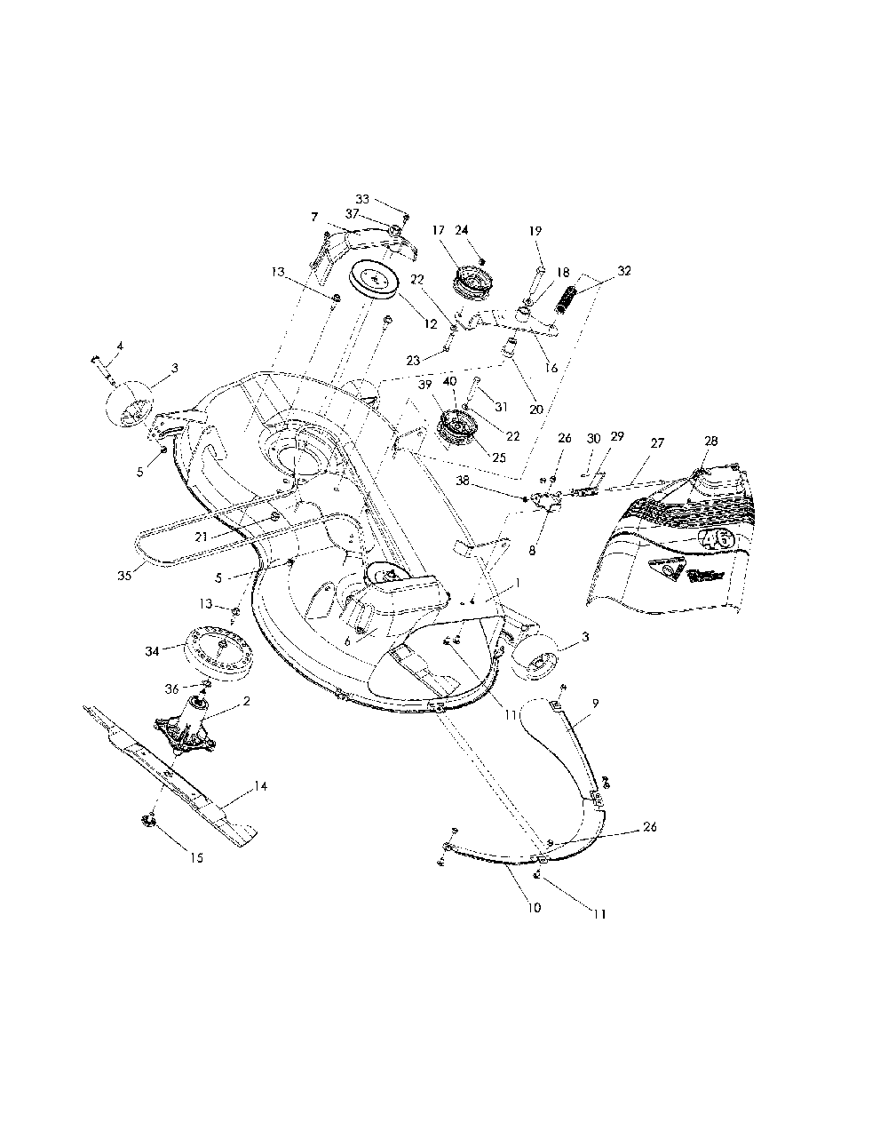 46" cutting deck Diagram and Parts List for 968999685  Husqvarna Lawn Mower