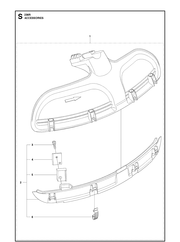 Accessories Diagram and Parts List for 236R 20150400001-20180500000 Husqvarna Brush Cutter