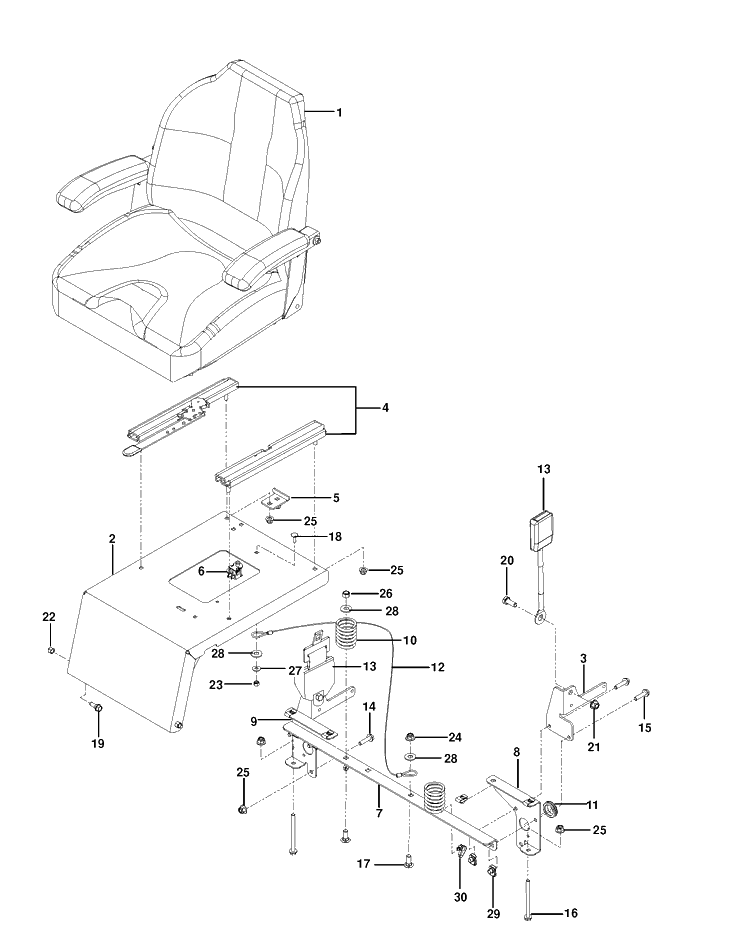 Seat Diagram and Parts List for M-ZT61BF (96717700900)(2013-11) Husqvarna Lawn Mower