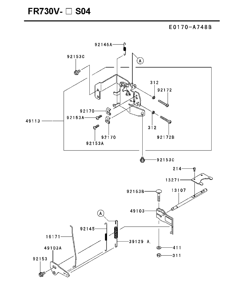 Controls Diagram and Parts List for FR730V-ES04 2018-11 Husqvarna Engine