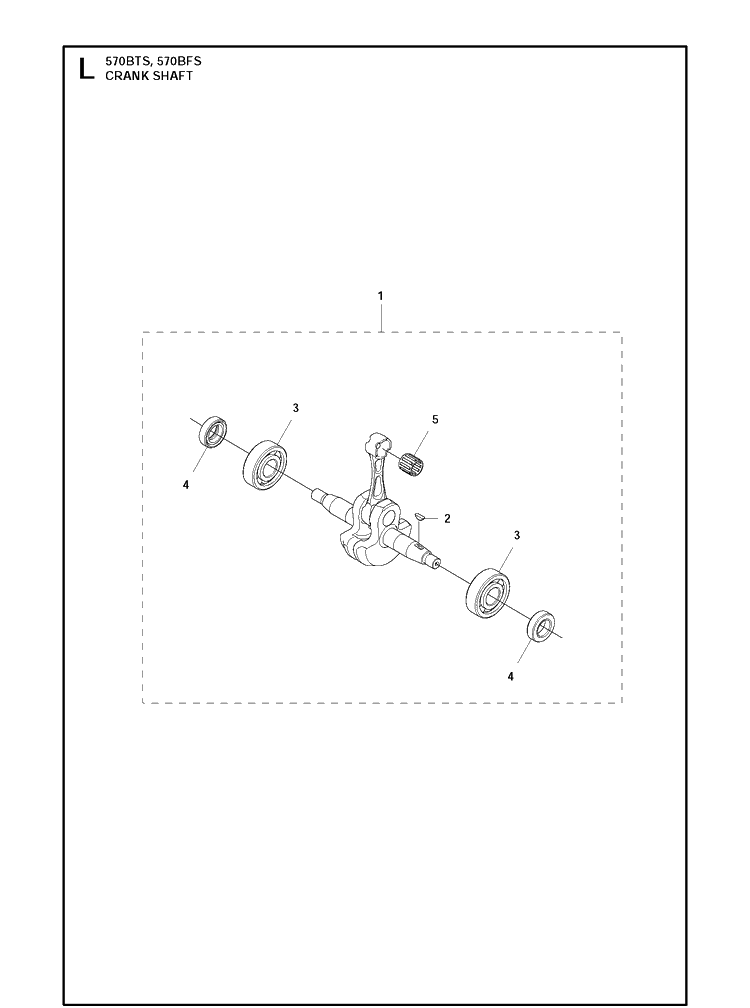 Crankshaft Diagram and Parts List for 570BTS 20111800001-Current Husqvarna Leaf Blower / Vacuum