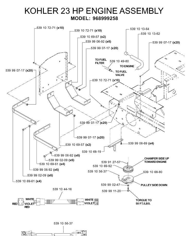 Engine Diagram and Parts List for IZ5223 (968999258)(2005-12) Husqvarna Lawn Mower