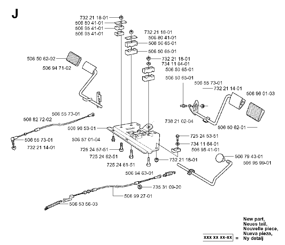 Pedals Diagram and Parts List for RIDER13RSPECIAL (953533001)(2003-09) Husqvarna Lawn Tractor