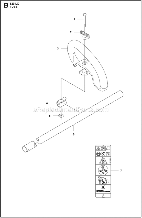 Tube Diagram and Parts List for 520ILX  Husqvarna Trimmer