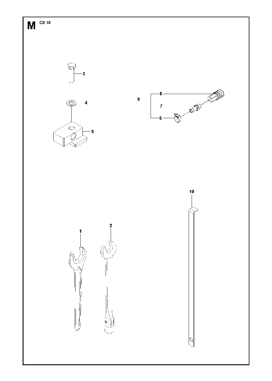 Accessories Diagram and Parts List for CS10 2012-11 Husqvarna Circular Saw
