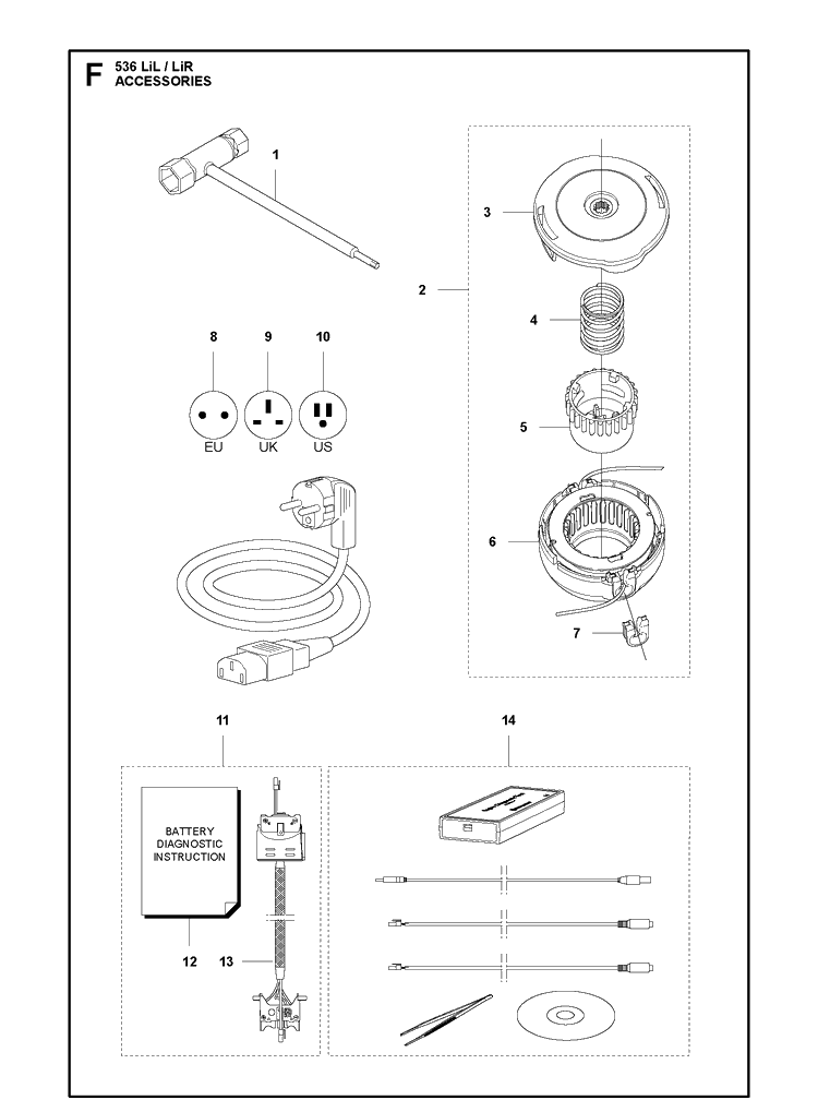 Accessories Diagram and Parts List for 536LIR 2012-07 Husqvarna Brush Cutter