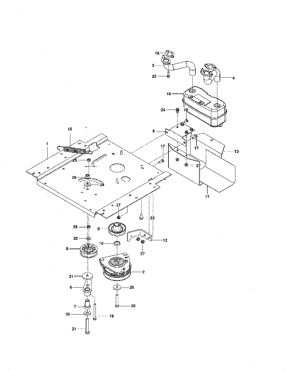 Engine plate Diagram and Parts List for 967324401-00  Husqvarna Lawn Mower