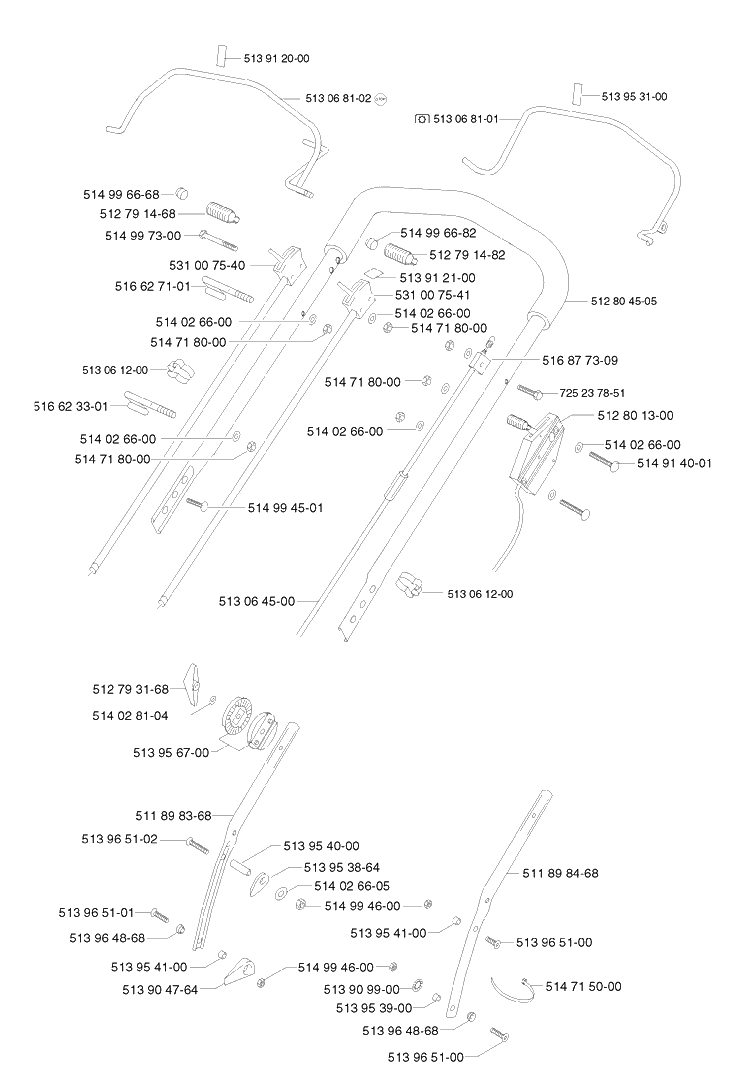 Handle And Controls 10 Diagram and Parts List for 49 ROYAL Husqvarna Lawn Mower