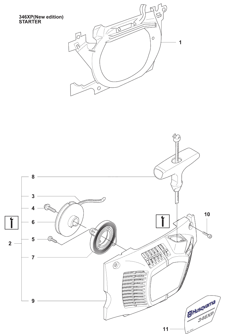 Starter (Ne) 346 Xp Diagram and Parts List for 346XP 2009-02 Husqvarna Chainsaw