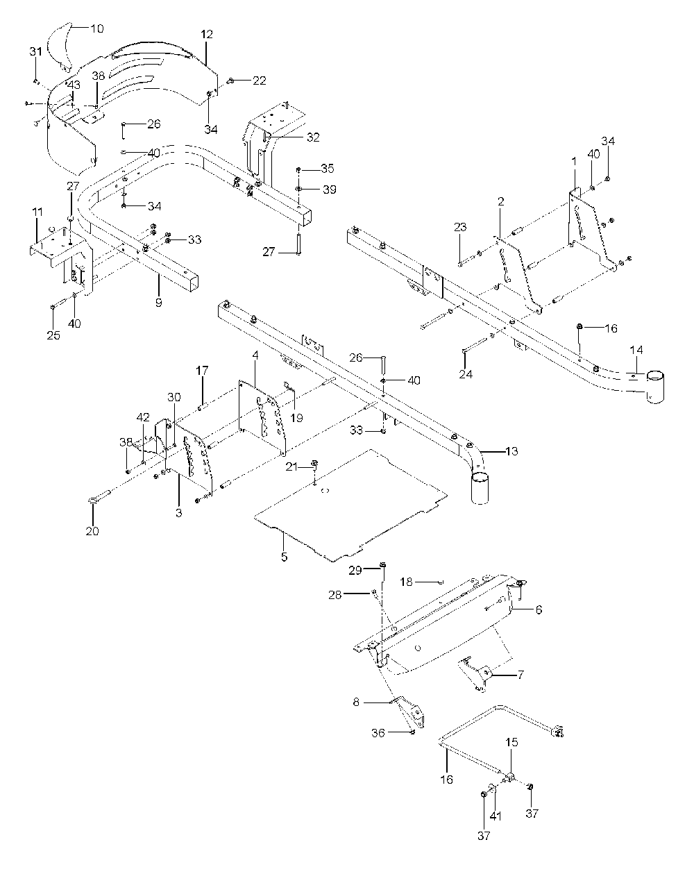 Frame Diagram and Parts List for EZ24TCE 966659702-00, 2011-10 Husqvarna Lawn Tractor