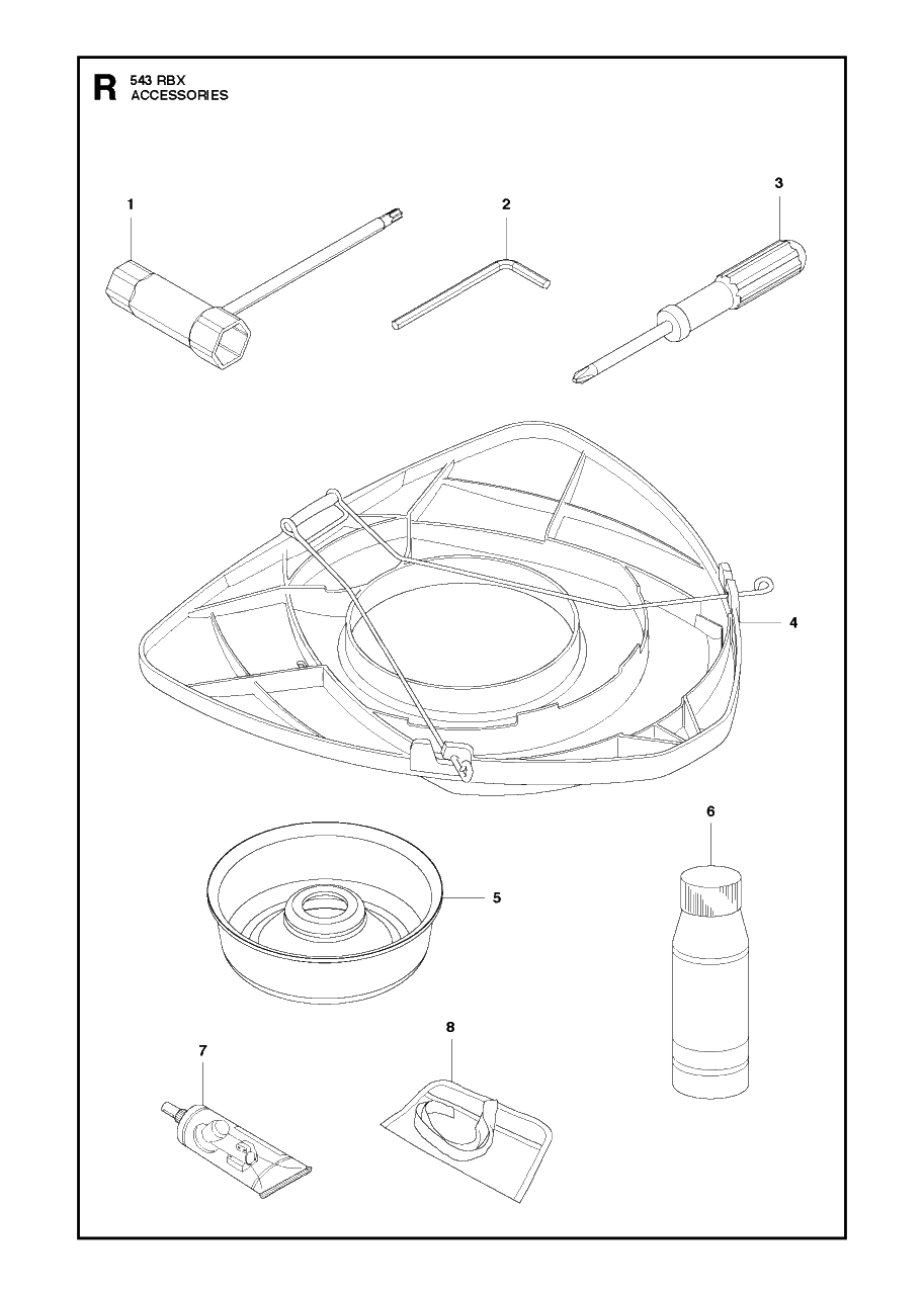 Accessories Diagram and Parts List for 543RBX 20130500001 - 20154400000 Husqvarna Brush Cutter