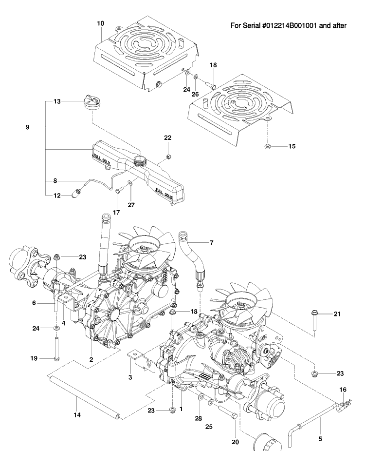 Hydraulic Pump - Motor Diagram and Parts List for M-ZT61BF (96717701000)(2014-02) Husqvarna Lawn Mower