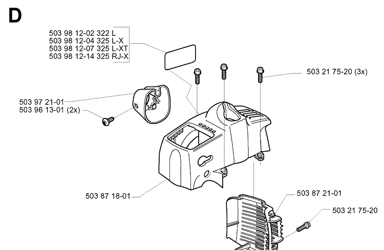 Cover 2 Diagram and Parts List for 322L 20000100001-20020100000 Husqvarna Edger