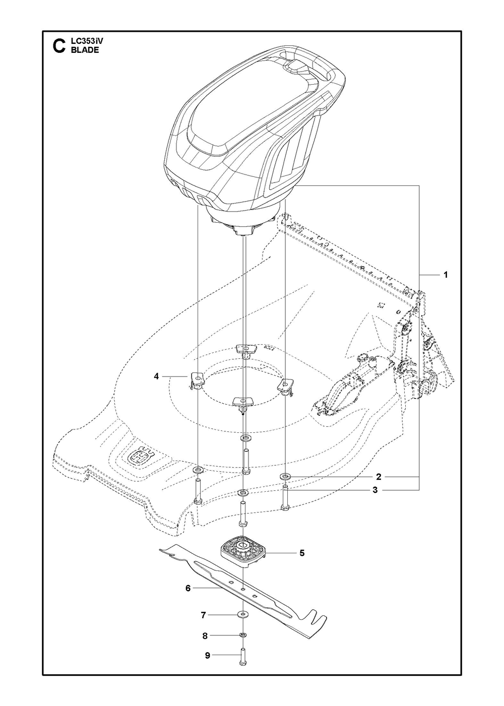 Blade Motor And Cutting Equipment Diagram and Parts List for LC353IV  Husqvarna Lawn Mower