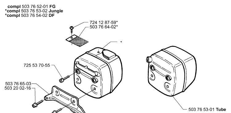 Muffler Diagram and Parts List for 362EPA 2001-10 Husqvarna Chainsaw