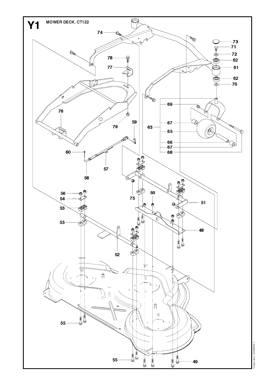 48-Inch/122cm Cutting Deck Diagram and Parts List for PF21AWD (965192501)(2011-03) Husqvarna Lawn Tractor