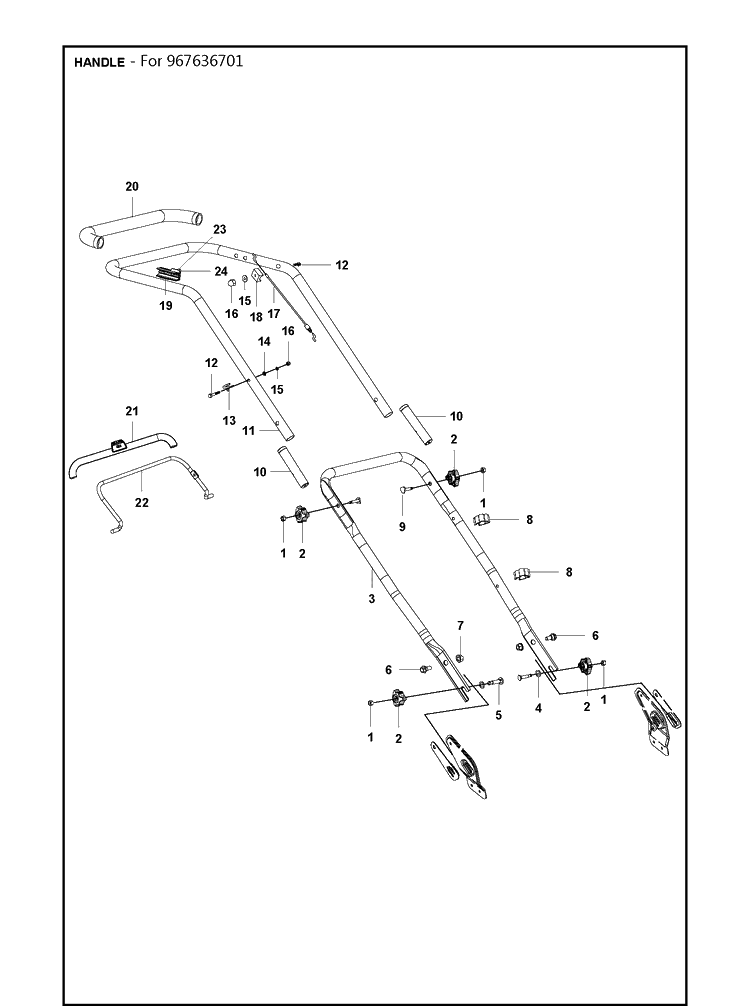 Handle 2 Diagram and Parts List for LC140  Husqvarna Lawn Mower