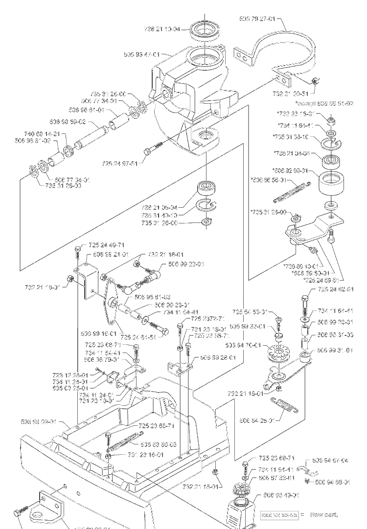 Rear Section Diagram and Parts List for RIDERPROFLEX21 2001-02 Husqvarna Lawn Tractor