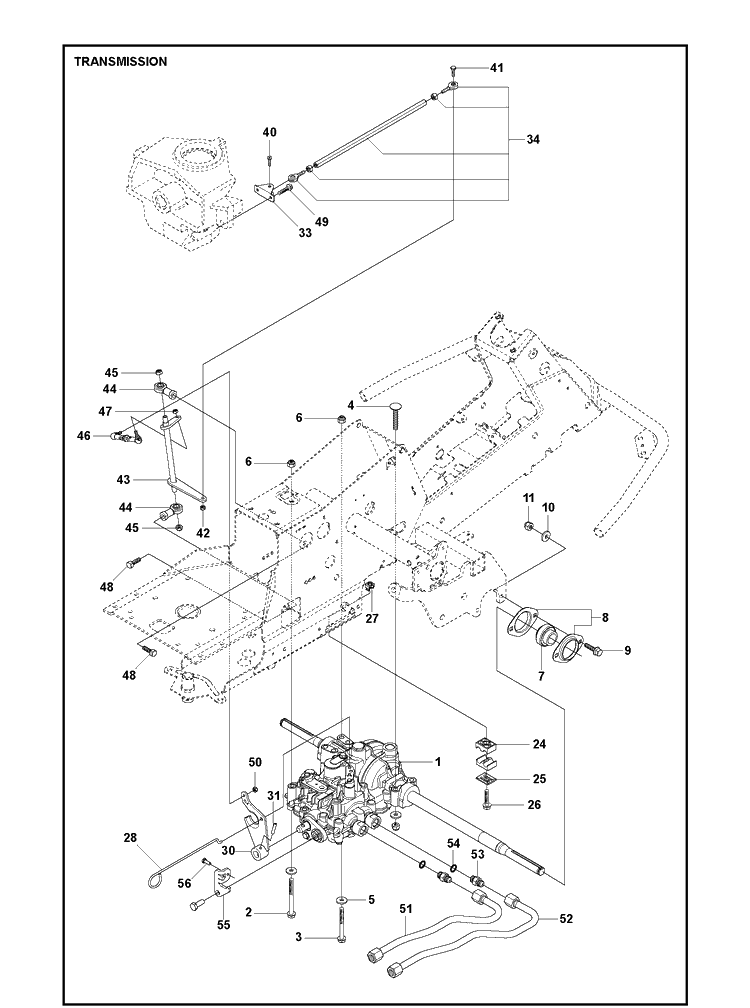 Transmission Diagram and Parts List for R320XAWD (970545301)(2022-01) Husqvarna Lawn Mower
