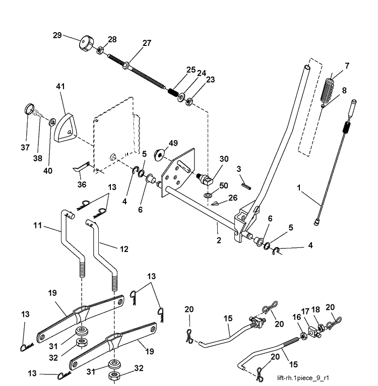 Mower Lift / Deck Lift 2 Diagram and Parts List for CTH150-TWIN 2010-01 Husqvarna Lawn Tractor