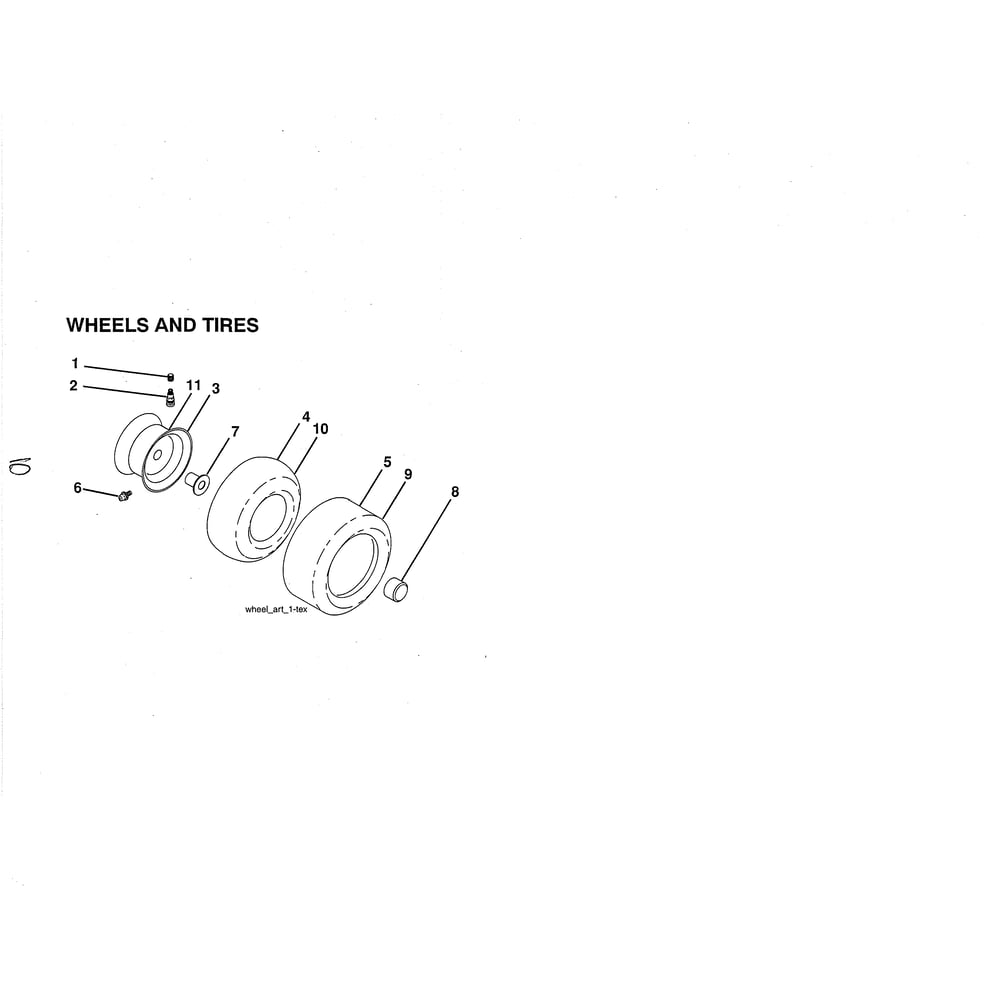 Wheels & Tires Diagram and Parts List for 96043026100  Husqvarna Lawn Tractor