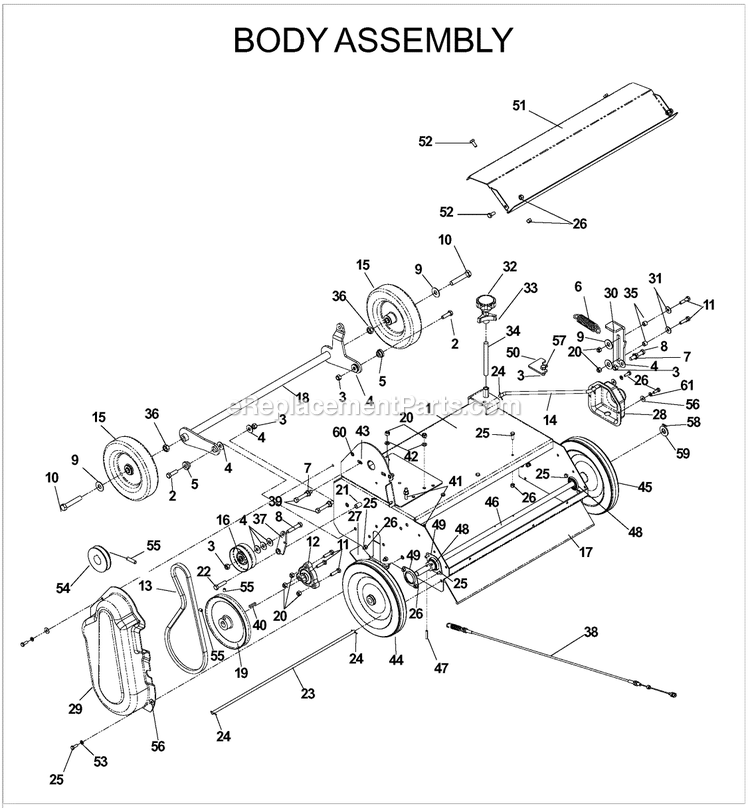 Body Assembly Diagram and Parts List for DT22H (968999243)(2005-11) Husqvarna Lawn Tractor Accessories