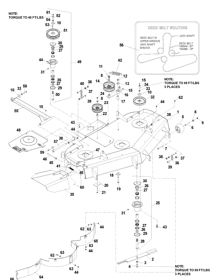Deck Assembly Diagram and Parts List for BZ6127 (BAM)(2005-01) Husqvarna Lawn Mower