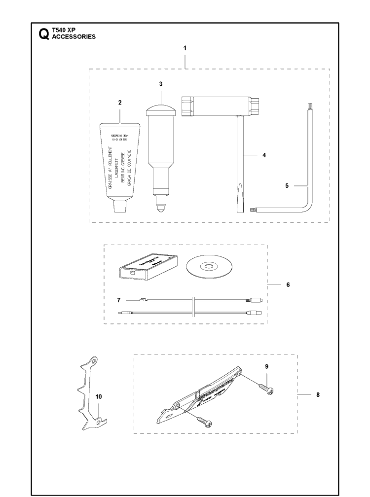 Accessories Diagram and Parts List for T540XP 2012-10 Husqvarna Chainsaw