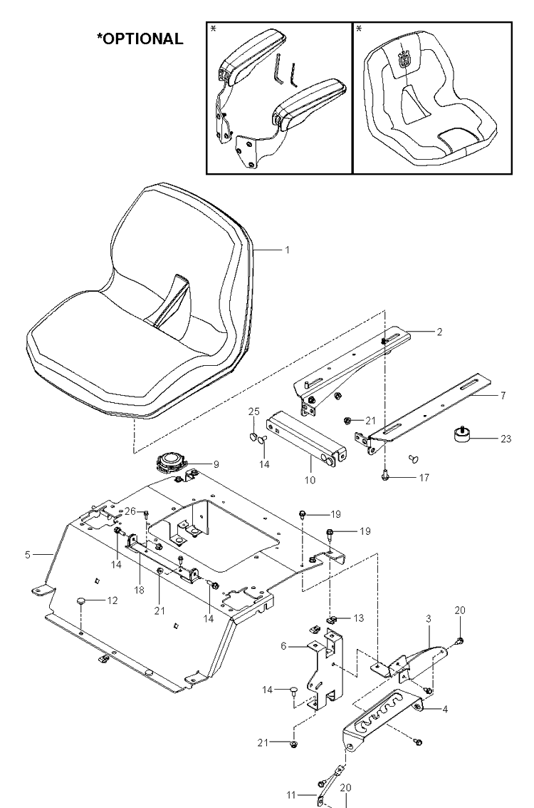 Seat Diagram and Parts List for Z242F (96795380200)(2018-10) Husqvarna Lawn Mower