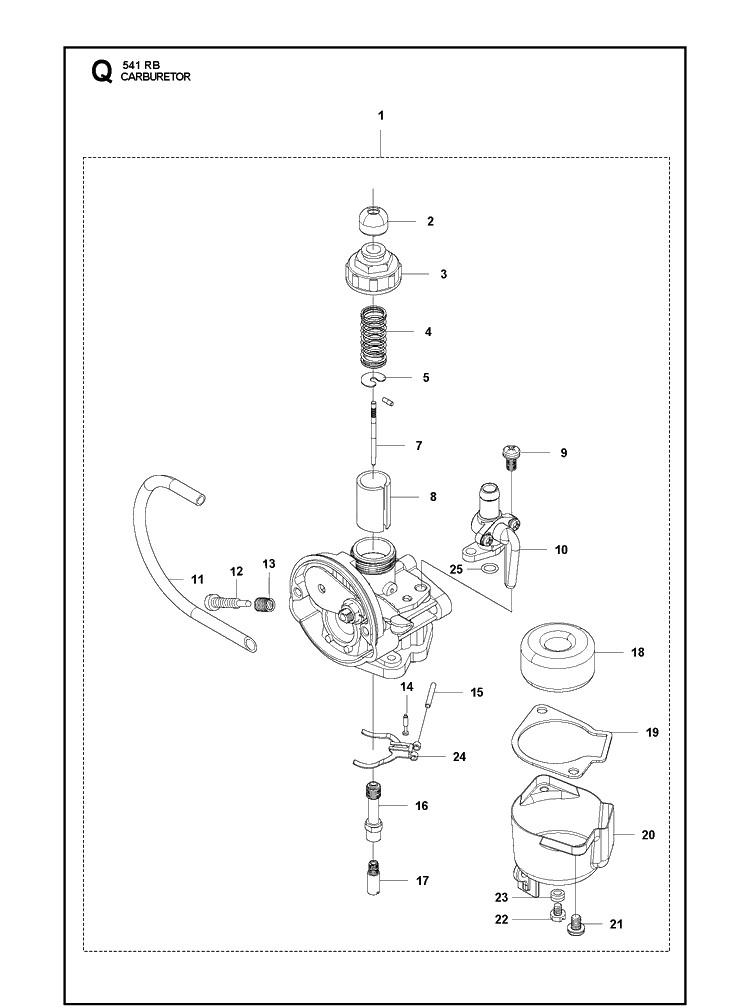 Carburetor Diagram and Parts List for 541RB  Husqvarna Brush Cutter