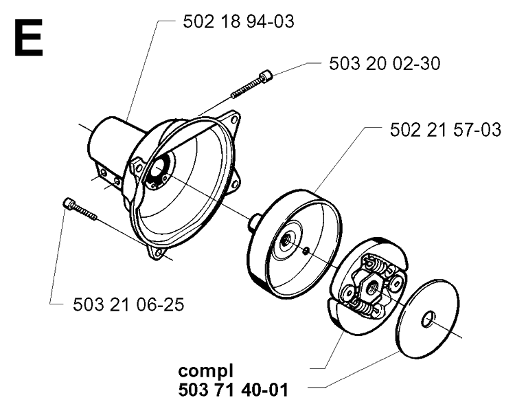 Clutch Diagram and Parts List for 227RD 19993600001-20004000000 Husqvarna Brush Cutter