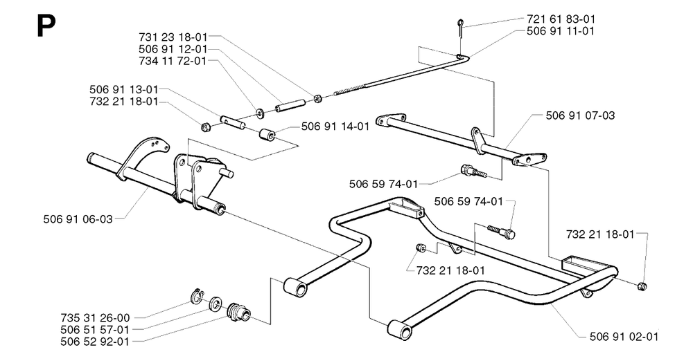 Protection Frame Diagram and Parts List for R13 2002-02 Husqvarna Lawn Tractor