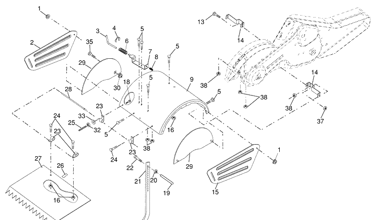Tine Sheild Diagram and Parts List for 650RTT (96093000203)(2008-09) Husqvarna Tiller