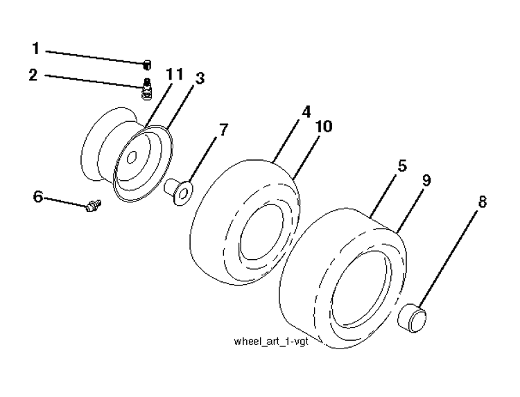 Wheels And Tires Diagram and Parts List for GT52XLS (96043015900)(2012-09) Husqvarna Lawn Tractor