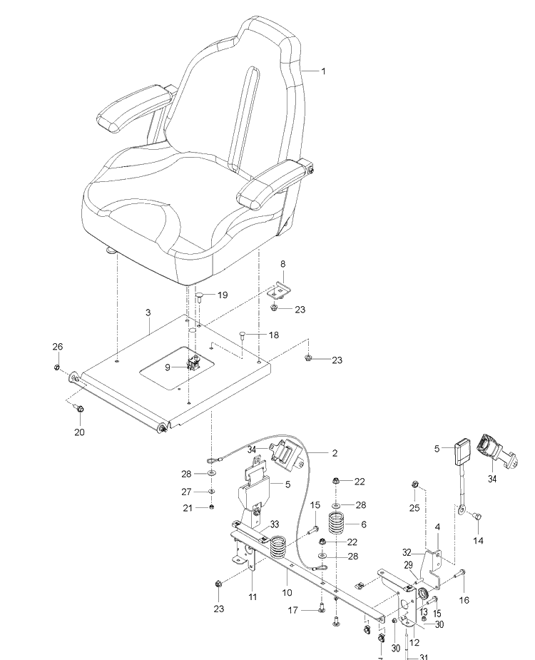 Seat Diagram and Parts List for MZ48 (96766590100)(2017-02) Husqvarna Lawn Mower