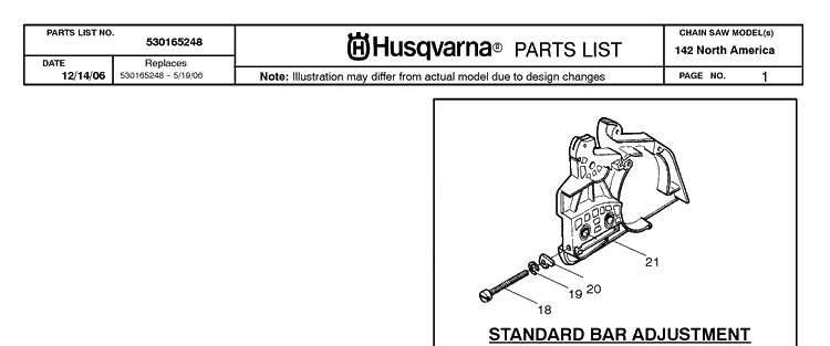 Clutch Cover 2 Diagram and Parts List for 142 20064900001-20070100000 Husqvarna Chainsaw