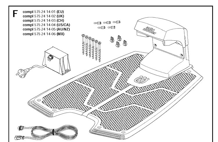 Charging Station 2 Diagram and Parts List for 260ACX  Husqvarna Lawn Mower