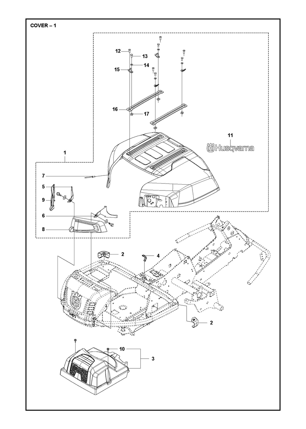 Cover Diagram and Parts List for R318X2022  Husqvarna Lawn Tractor