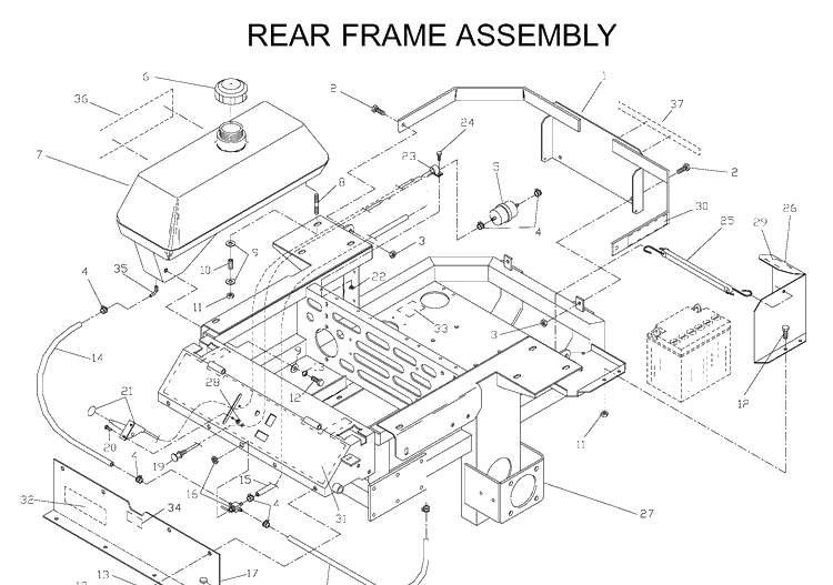 Frame 2 Diagram and Parts List for ZTH5225KAA (968999154)(2000-06) Husqvarna Lawn Mower