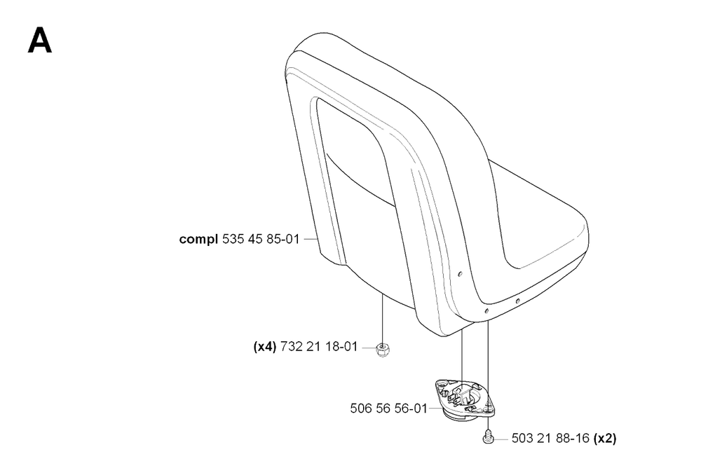 Seat Diagram and Parts List for R18PRO (953521901)(2007-03) Husqvarna Lawn Tractor