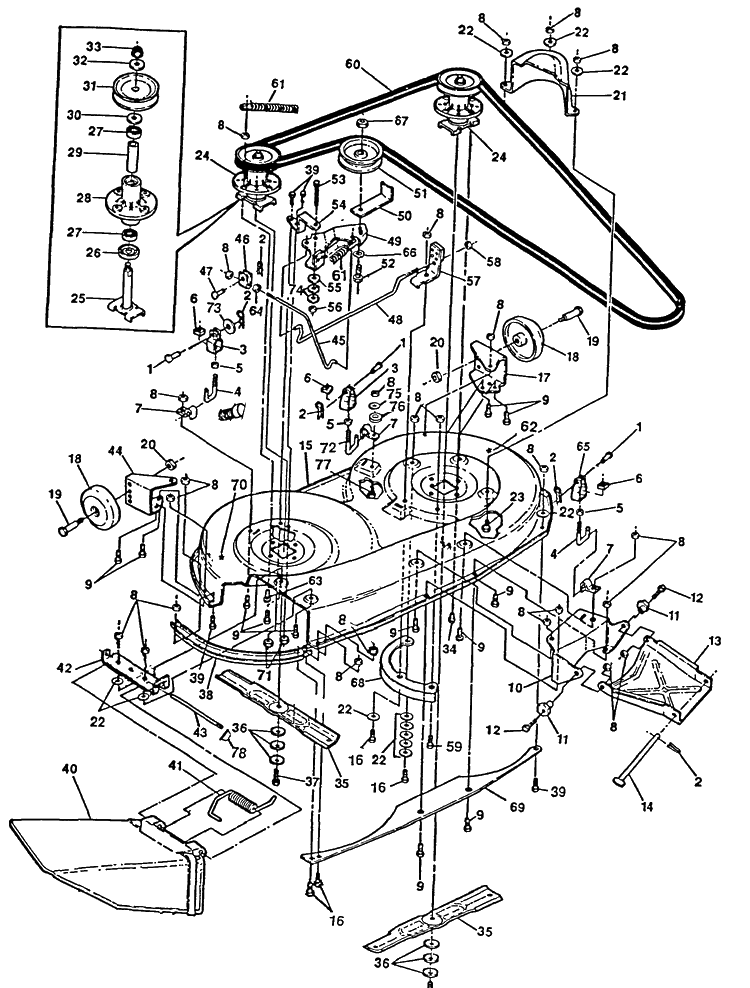 Mower Deck Diagram and Parts List for 4125H 1991-01 Husqvarna Lawn Mower