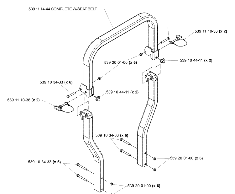 Rops Diagram and Parts List for LZ5227TXPKOA (968999309)(2006-02) Husqvarna Lawn Mower
