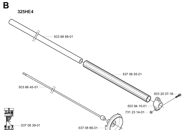 Shaft Diagram and Parts List for 325HDA55 (X-SERIES)(20010100001-20011800000) Husqvarna Hedge Trimmer