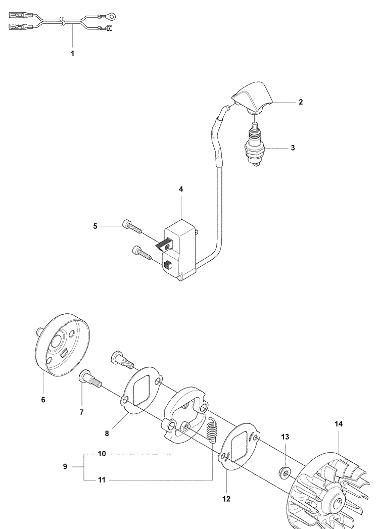 Ignition Diagram and Parts List for 327P4 2008-03 Husqvarna Pole Saw
