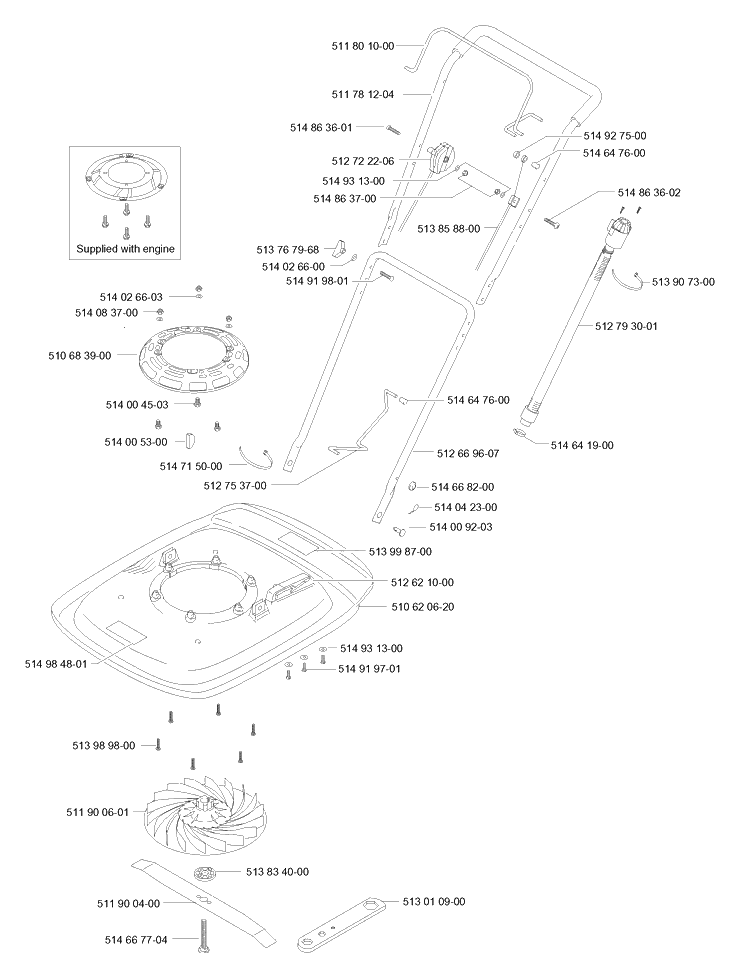 Product Complete Diagram and Parts List for GT500  Husqvarna Lawn Mower