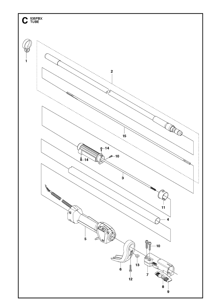 Tube Diagram and Parts List for 535FBX  Husqvarna Brush Cutter