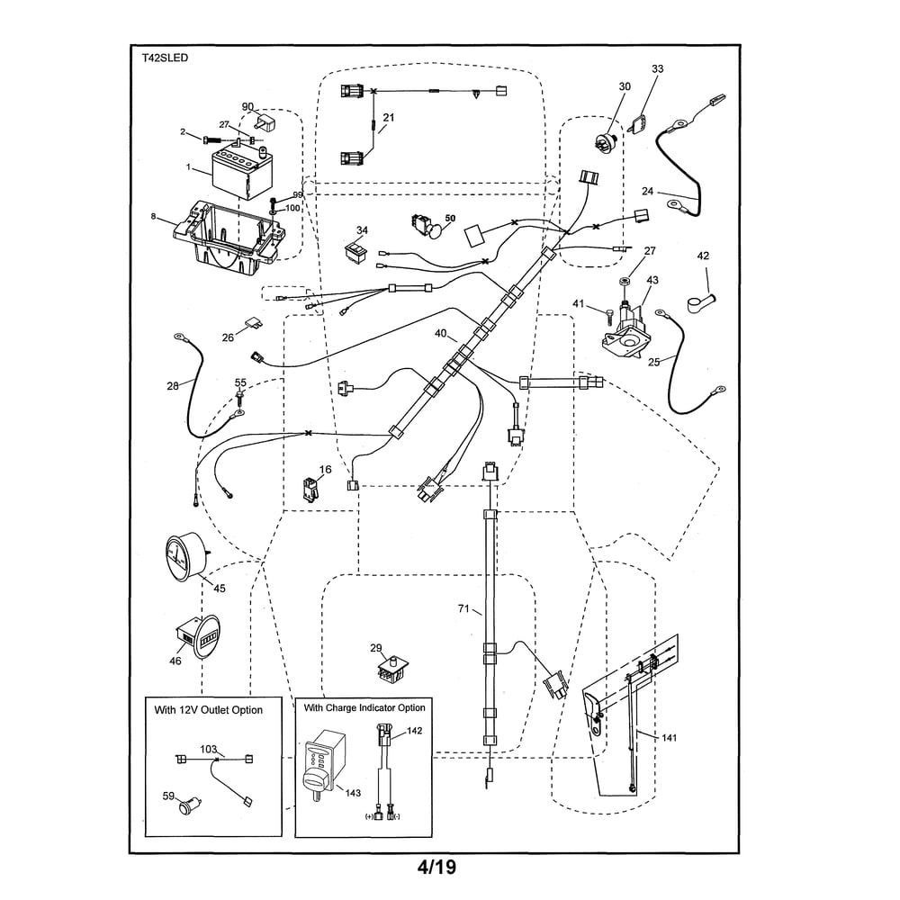 Electrical Diagram and Parts List for 96043029500  Husqvarna Lawn Tractor